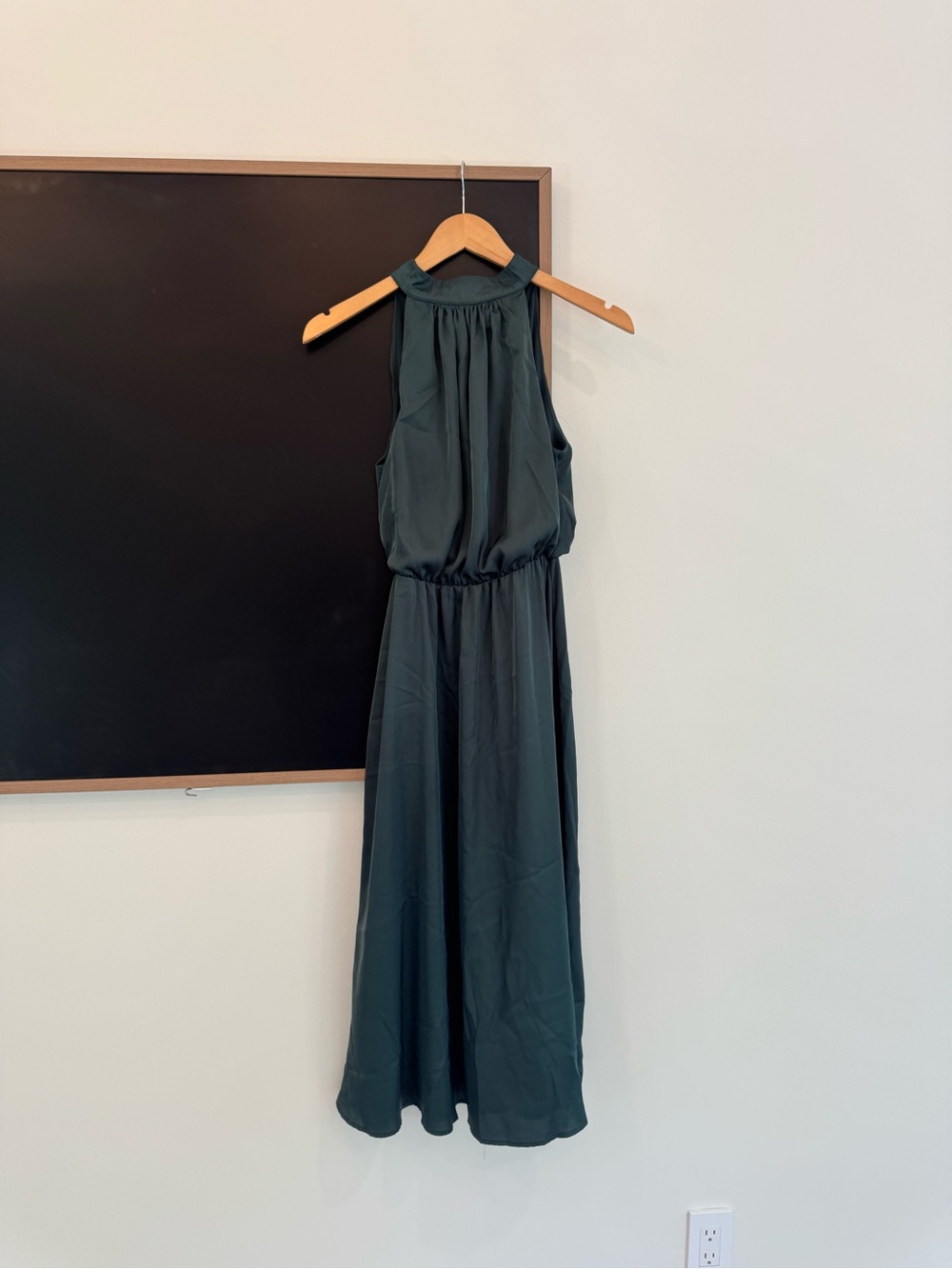 Nicole Miller Dark Green Halter Maxi Dress